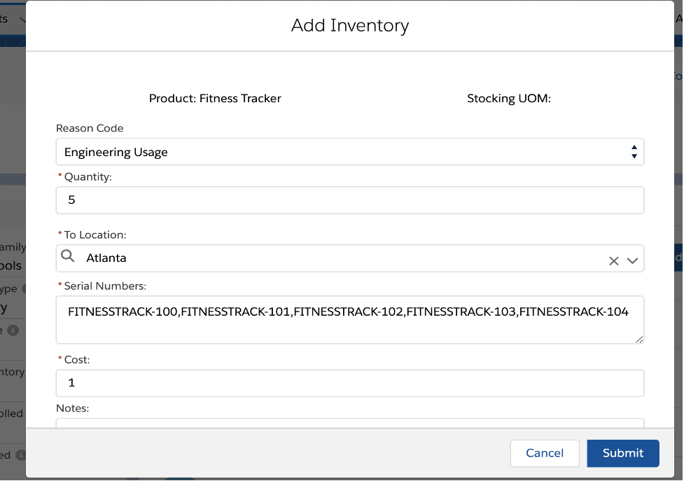 Adding serialized inventory
